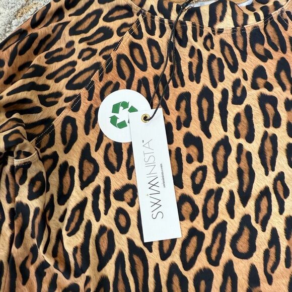 Swiminista Kids Swim heavenly RashGuard leopard top size 10 NWT - Picture 2 of 4